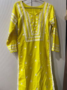 Vibrant Yellow Embroidered Kurta