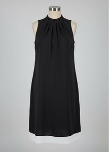 Chic Black Sleeveless Mock Neck Dress