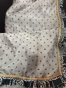 Elegant Grey saree with Black Print