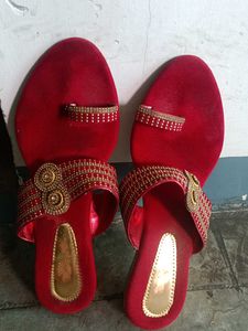 Red Embellished Ethnic sandal