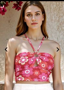 Floral Halter Neck Crop Top