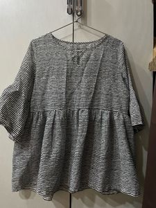Striped Bell Sleeve Peplum Top