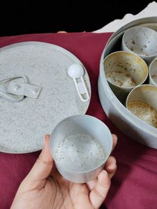 Rare Vintage Pure Aluminium Spice Box Masala Dabba