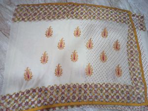 Unstitched Elegant Beige chiffon Saree