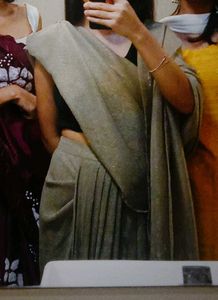 Beige Georgette PRE DRAPED Saree