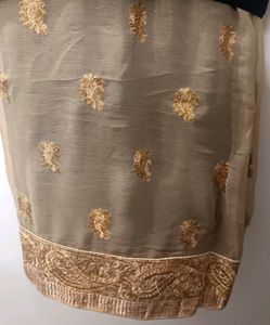 Elegant Embroidered Golden Black Heavy Saree