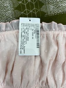 Pink Ruched Blouse with Ruffles