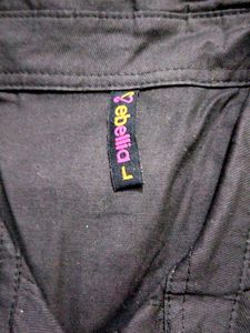 Black crop shirt with Embroidered Sleeves