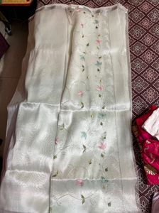 Pastel pista organza saree