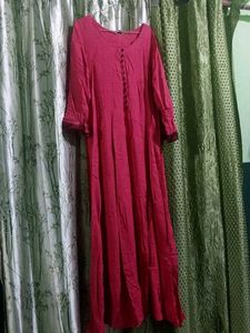 Vibrant Pink Kurta with Button Detail