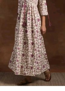 Floral Cotton Kurta/ethnic dress with Tassel