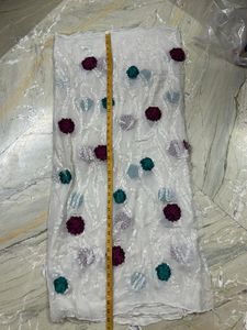 White fabric with Floral Embroidery