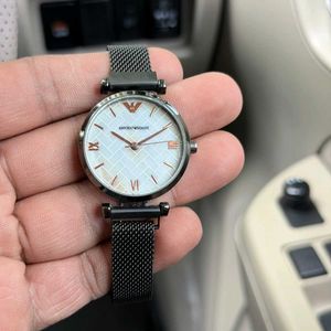 EMPORIO ARMANI WATCH  BLACK STRAP FOR HER