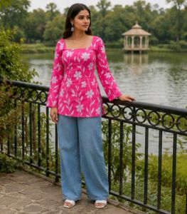 best short kurti pink