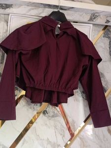 Maroon Cape Style Blouse