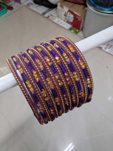 Designer Purple &amp; Gold Bangles