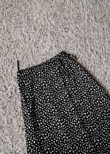 Black &amp; White Polka Dot Midi Skirt