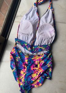 Vibrant Abstract Print Halter One-Piece Swimsuit
