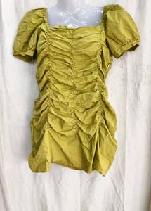 12109. Ruched Puff Sleeve Mini Dress