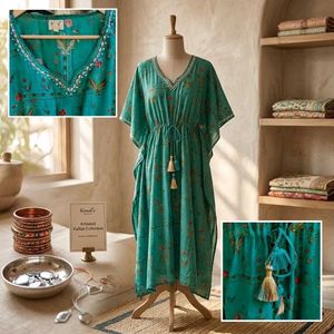 Boho Turquoise Kaftan Dress