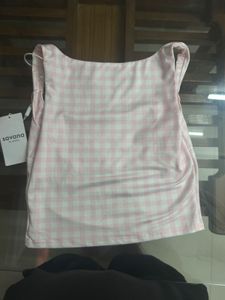 Cute Pink Gingham Crop Top with tag