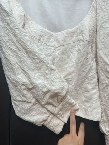 Zara Chic Textured Puff Sleeve Top
