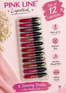Pink Line Lipstick Set - 12 Shades