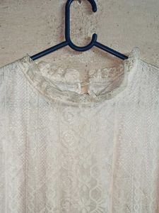 Stylish White Lace Midi Dress Layered