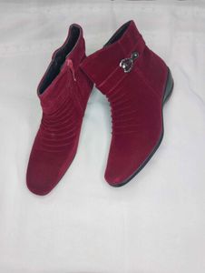 Stylish Burgundy Suede Ankle Boots
