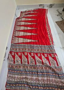 pure silk Elegant Red madhubani Printed Saree