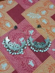 Boho Peacock Pearl Hoop Earrings