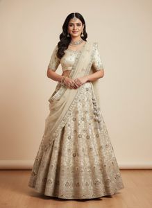 Elegant Cream Embroidered Lehenga