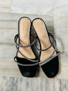Sparkling Block Heels Mules