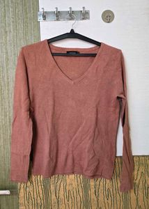 Terracotta V-Neck Knit Sweater