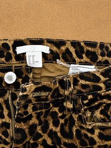 Leopard Print High-Waisted Denim Shorts