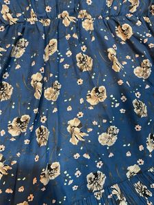 Blue Floral Print Midi Dress