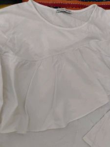 White Ruffle Long Sleeve Top
