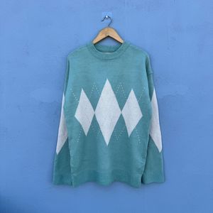 Argyle Pattern Knit Sweater