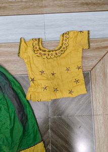 Beautiful Kids yellow and green Lehenga Choli Set