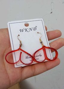Red Abstract Drop Earrings
