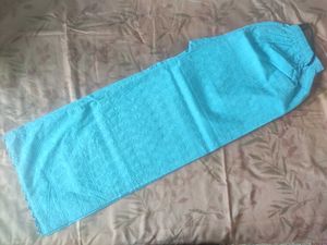 Blue Embroidered Cotton 1 Pants