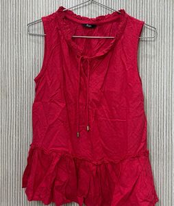 Vibrant Red Ruffled Neckline Top