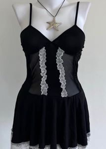 Black Babydoll Dress with Lace Trim