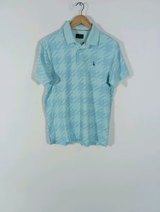 Cyan Printed Casual T-shirt (Men)