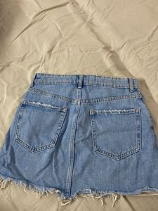 Distressed Denim Mini Skirt