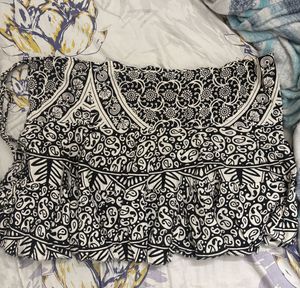 Black White Printed Wrap Skirt