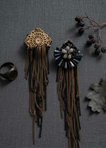 Elegant Black Beaded Chandelier Earrings