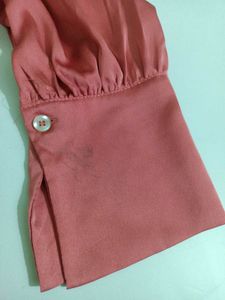 Plus Size Rose Pink Made In Italy Satin Wrap Dress