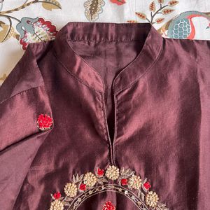 Embroidered Kurta with Dupatta- Margin available
