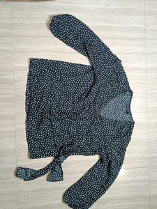 Polka Dot Tie Front Blouse